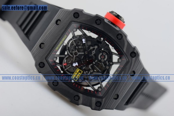 1:1 Richard Mille RM 35-02 RAFAEL NADA Watch Black PVD/Rubber Red Crown - Click Image to Close